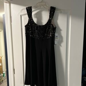 London Times Black Sequin Embellished Mini Dress